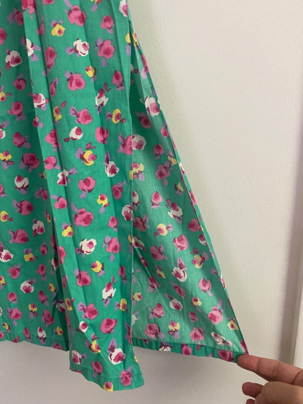 Vintage Handmade Green Colorful Floral Maxi Dress With Button Detail Size M - Picture 6 of 6